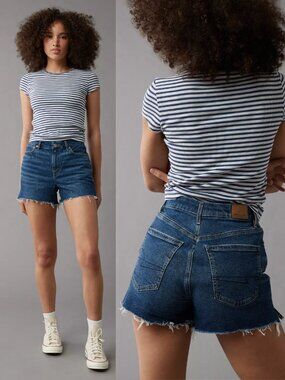 AMERICAN EAGLE Strigid Curvy Super High-Waisted Relaxed Short Womens 14 Festival